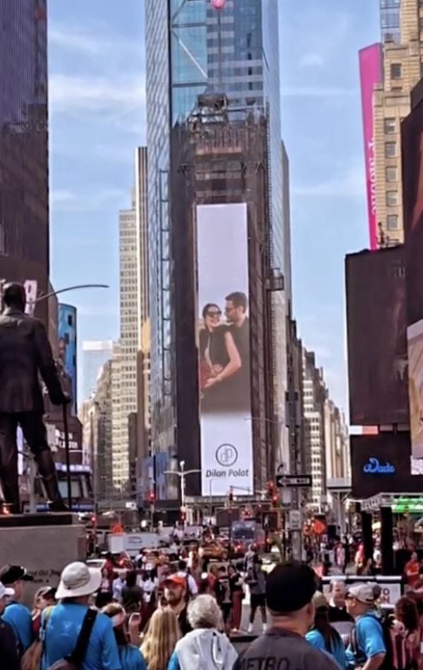 Ülke sınırlarını aşan Engin Polat, Dilan Polat'ın doğum gününü ilk olarak Amerikalıların önünde kutladı, Times Meydanı'na verdiği bu reklamla şovunu yaptı bir güzel.