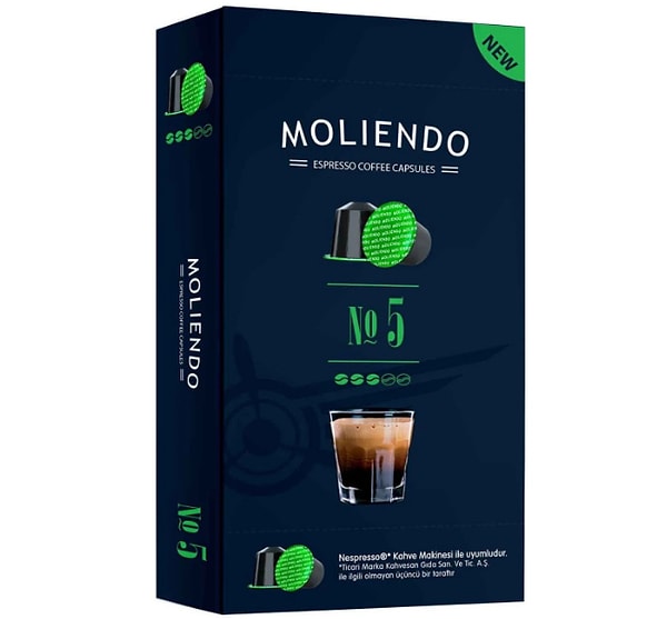 1. Moliendo Finest Coffee Moliendo Kapsül Kahve No:5 Nespresso Uyumlu 10 Kapsül