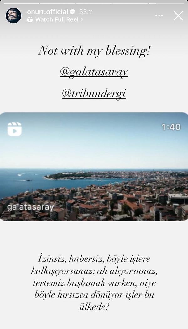 Resmi Instagram hesabında Galatasaray'ın hazırladığı klibi paylaşan Onurr, Galatasaray'ı alenen hırsızlıkla suçladı!