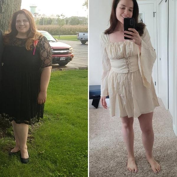 12. "60 ayda 55 kilo verdikten sonra sonunda giydiklerimde mutluyum!"