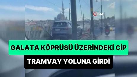 İstanbul’da Tramvay Yoluna Giren Lüks Cip, Raylarda Asılı Kaldı