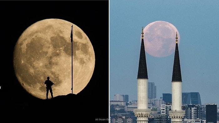 Dün Gece Ay Dünya'ya En Yakın Konumdaydı: Ülkenin Dört Bir Yanından Gelen Süper Ay Manzaraları İçinizi Açacak
