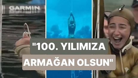 Serbest Dalış Rekortmeni Milli Sporcumuz Şahika Ercümen Cumhuriyet'in 100. Yılında 100 Metre Rekoru Kırdı