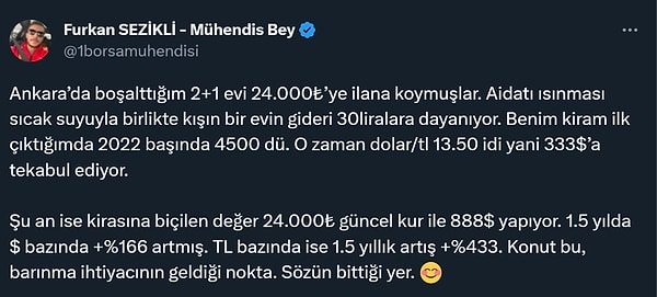 Kiralarla ilgili muhteşem bir hesaplama da radarımıza takıldı.