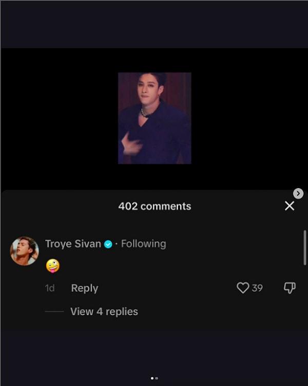 Şarkıcı Troye Sivan, TikTok'ta Stray Kids üyesi BangChan için yapılan bir edite yorum attı.