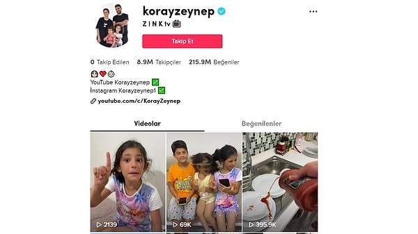 korayzeynep / ZINK tv - 8.9 Million Followers