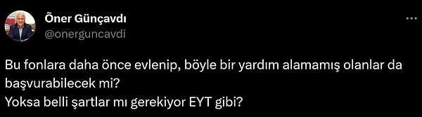 Daha önce evlenenlerin de bu destekten faydalanması konusunda da sitemler ve sorular bulunuyordu.