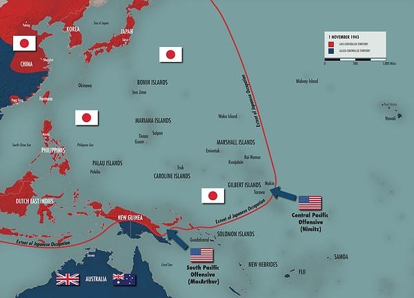 İkinci Dünya Savaşı'nın Pasifik Cephesi'nde ABD ve Japonya 4 yıla yakın süre birbirleriyle savaştı. Her iki ülkenin müttefiklerinin de dahil olduğu cephelerde yüzlerce çatışmada, on binlerce asker ve sivil yaşamını yitirdi.
