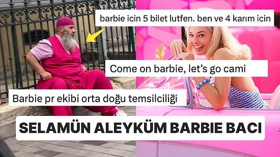 Taksim'de Görüntülenen Bir Hacı Amca Pembe Kıyafetleriyle Sosyal Medyadaki Barbie Esprilerinden Nasibini Aldı!