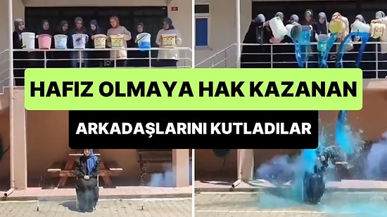Hafızlık Eğitimini Tamamlayan Genç İçin Düzenlenen Kutlama Anları Gündem Oldu: Üzerine Kovalarla Su Döktüler