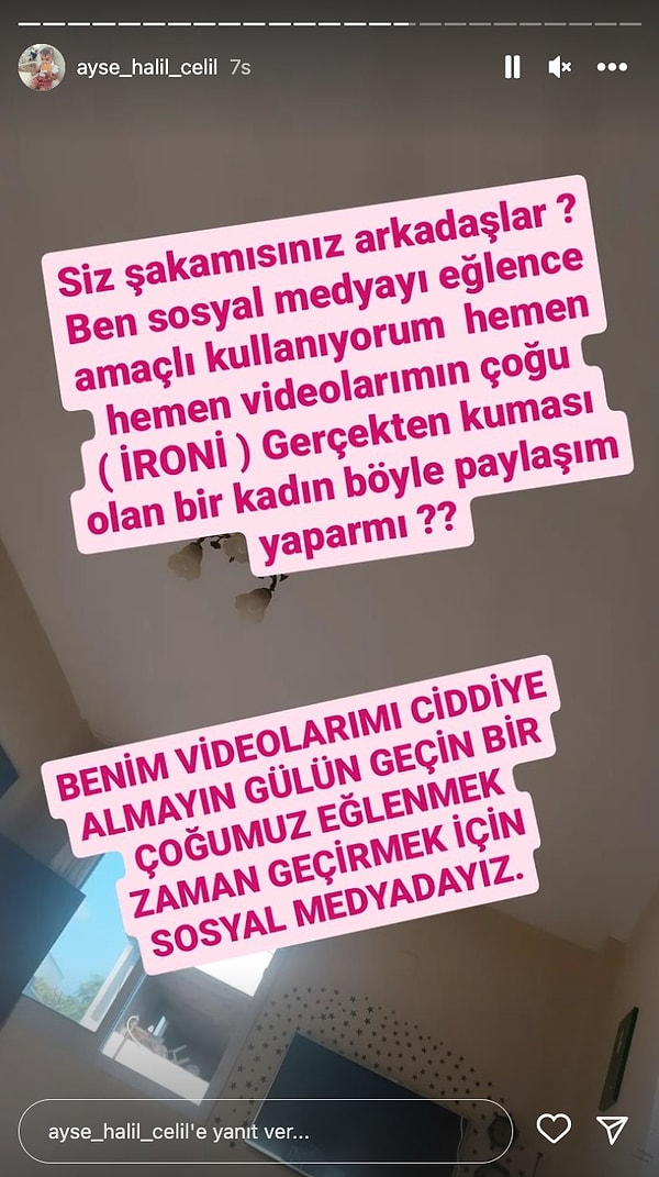 "Siz şaka mısınız arkadaşlar?" diye başlayan açıklamasında, videoda sadece ironi yaptığını söyledi.