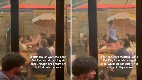Masanın üzerine çıkarak twerk yapan kişinin ise Lana Del Rey olduğu iddia edilince sosyal medyada gündem oldu.