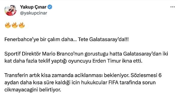 Fanatik'ten Yakup Çınar ise Galatasaray'ın bu transferde bir sorun çıkmayacağını söylüyor.
