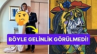 19 Yıllık Nişanlısıyla Evlenen Ünlü Oyuncunun Picasso Tablolarını Aratmayan Bi' Tuhaf Gelinliği