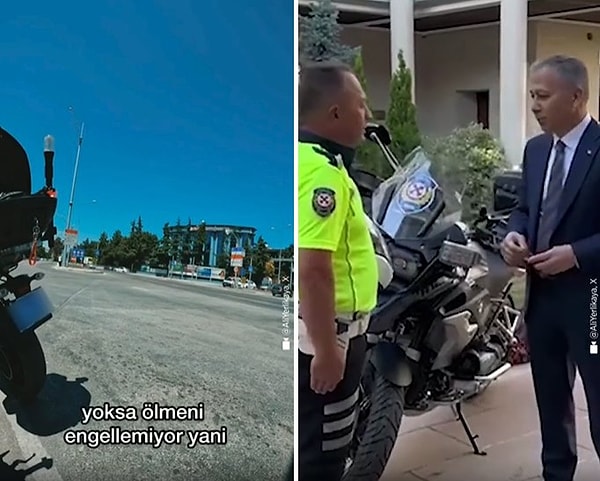 İçişleri Bakanı Ali Yerlikaya, Samsun'da genç bir motosiklet sürücüsünü uyarı tarzıyla gündem olan trafik polisi Alper Gökhan Yıldırım'ı kabul ederek, görevinde kullandığı motosikleti de yenisiyle değiştirdi.