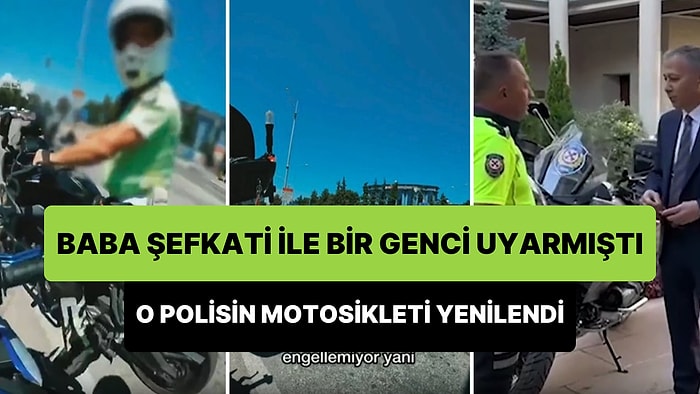 Motosiklet Kullanan Gence Yaptığı Uyarı ile Gündem Olan Trafik Polisinin Motosikleti Yenisiyle Değiştirildi