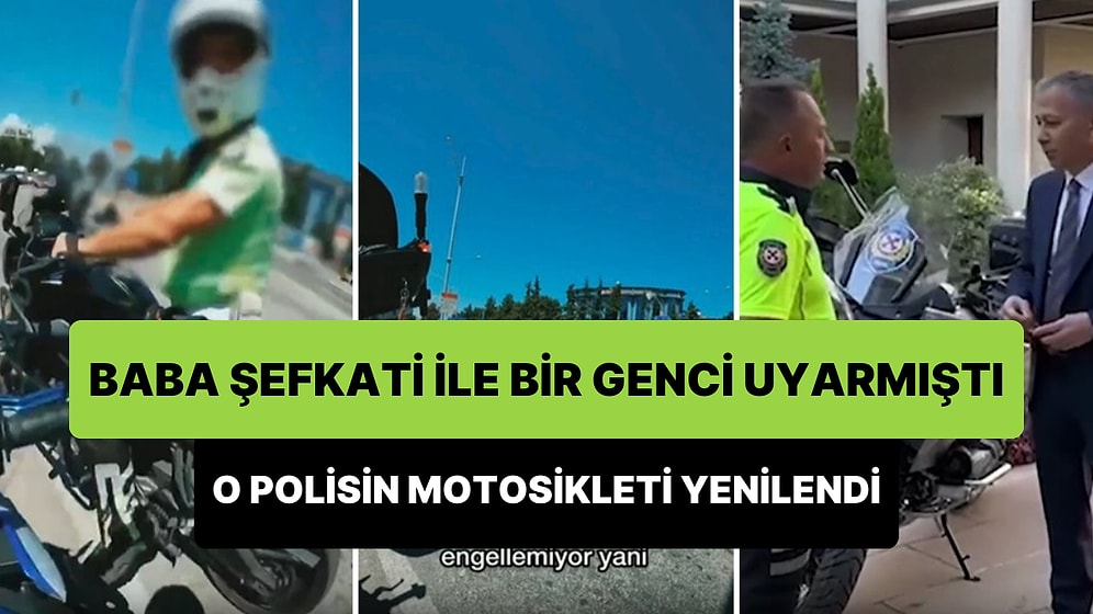 Motosiklet Kullanan Gence Yaptığı Uyarı ile Gündem Olan Trafik Polisinin Motosikleti Yenisiyle Değiştirildi