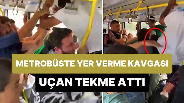 Metrobüste Çıkan Kavgada Yolculardan Biri Diğerine Uçan Tekme Attı