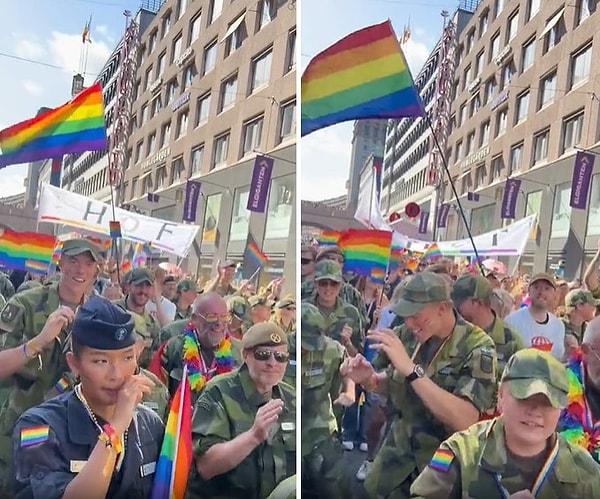 İsveç ordusu tarafından düzenlenen etkinlikte LGBT hakları için destek yürüyüşü gerçekleştirildi.