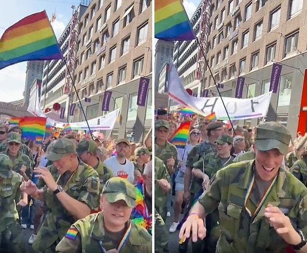 LGBT hakları için destek yürüyüşü düzenleyen İsveç ordusunun o anları sosyal medyada da gündem oldu.