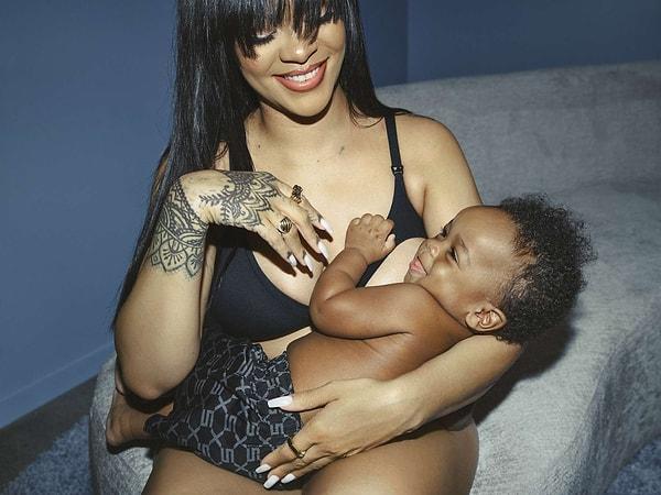 Emzirme sütyeninin modelliğini ise Rihanna ve oğlu RZA yaptı.