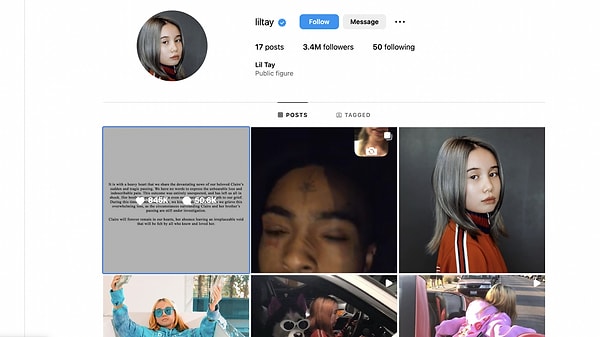 Tüm dünyayı şoke eden vefat haberi, Lil Tay'in resmi Instagram hesabından paylaşılan bir açıklama ile duyurulmuştu.