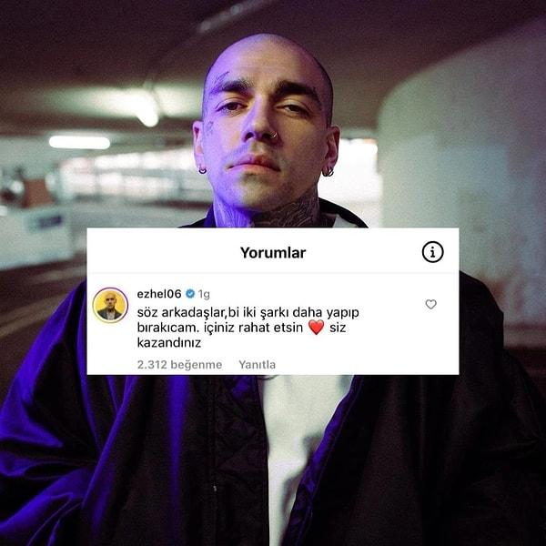 Türkçe Rap'in popülerleşmesinde katkısı büyük olan ünlü rapçi, sosyal medya hesabından yaptığı paylaşımla müziği bırakacağını duyurmuştu.
