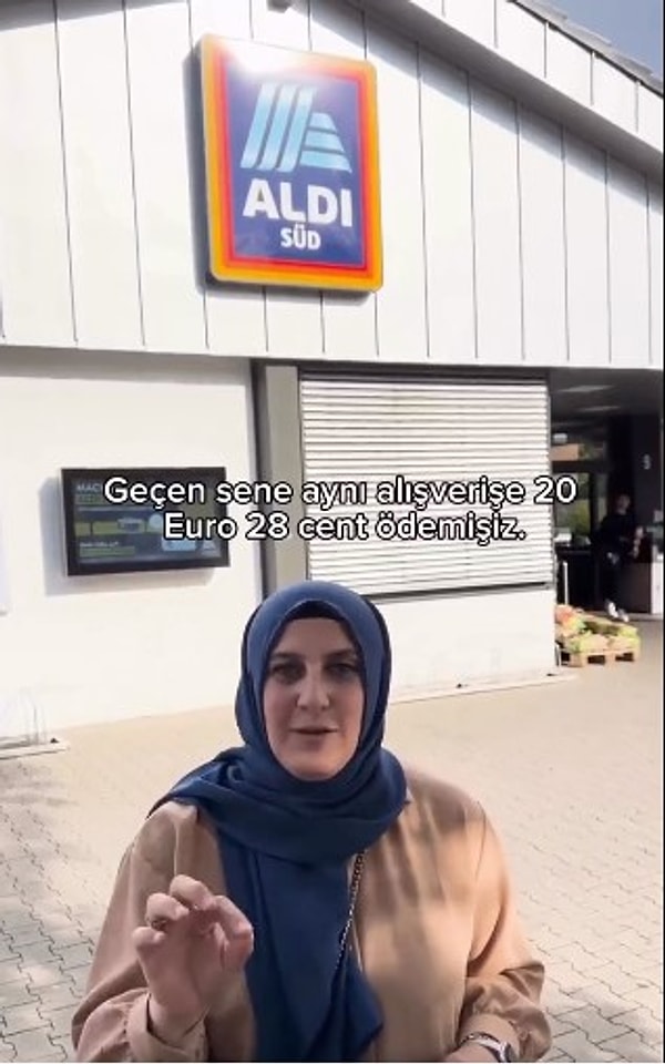 Geçen sene aynı alışverişe 20 Euro 28 cent ödediğini belirten kadın, "yüzde 3 / yüzde 4 gibi" bir artışın olduğunu söyledi.