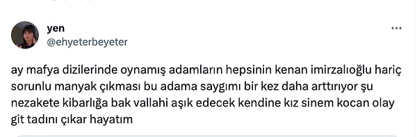 Sakın tek bir kelime daha edeyim deme! Sakın tek bir yalan daha söyleme! Niye biliyor musun? Çünkü inanırım Kenan.