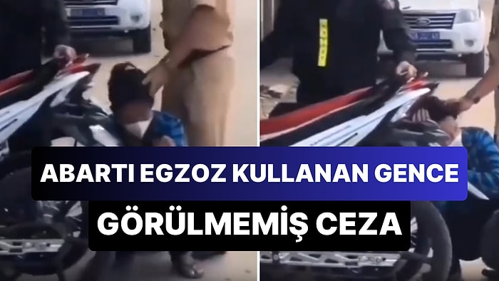 Abartı Egzoz Kullanan Genci Cezalandırmak İçin Kafasını Egzoza Dayayıp Abartı Sesi Dinleten Polis