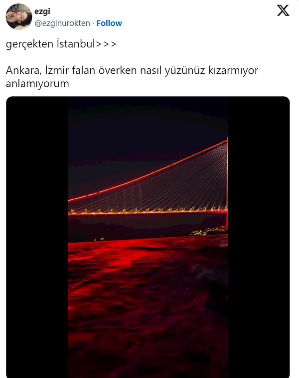 Hafızalarımızda son sıralar İstanbul ile ilgili bunlar dolaşırken bir kullanıcı yaptığı paylaşımla tartışmaları yeniden alevlendirdi ve başka kentleri övenlerin yüzlerinin nasıl kızarmadığını sorguladı.