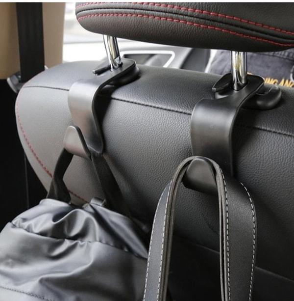 12. Araba koltuk arkası kancaları ile aracınızın içini düzenli tutar.