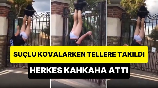 Suçlu Kovalarken Demirlere Takılıp Külotu Gözüken Polise Yardım Etmek Yerine Kahkaha Atan Vatandaşlar