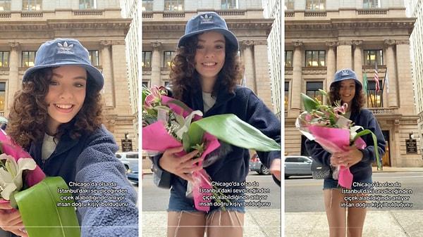 TikTok'ta "bengunayy" isimli kullanıcı, Chicago sokaklarında elinde çiçeğiyle poz verdiği anları bizimle paylaştı.