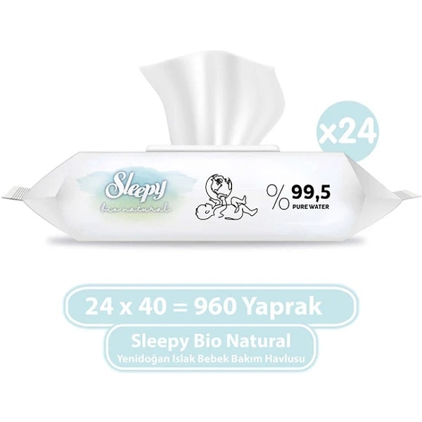 Sleepy Bio Natural Yenidoğan Islak Bebek Bakım Havlusu