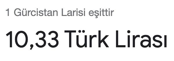 16 Ağustos 2023. 1 Lari, 10,33 Türk Lirası.