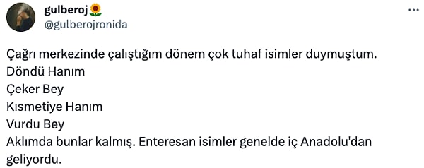 13. Ne kadar çok 'enterasan' isim varmış!