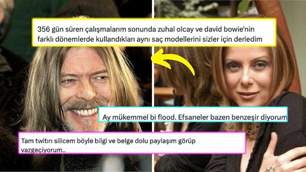David Bowie ve Zuhal Olcay'ın Kullandıkları Aynı Saç Modellerini Derleyen Kullanıcı