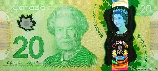 4. Kanada Doları'nın üzerinde genellikle Kraliçe Elizabeth II'nin portresi bulunuyor.