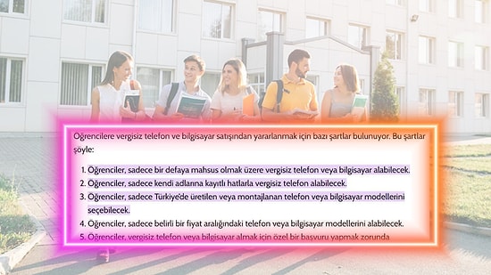 Gençlerin Alabileceği Vergisiz Telefon ve Bilgisayar İçin Şartların Bulunduğu İddiası Ortalığı Karıştırdı