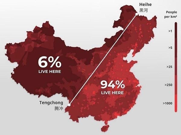1. Çin'de yaşayan insanların dağılımı.