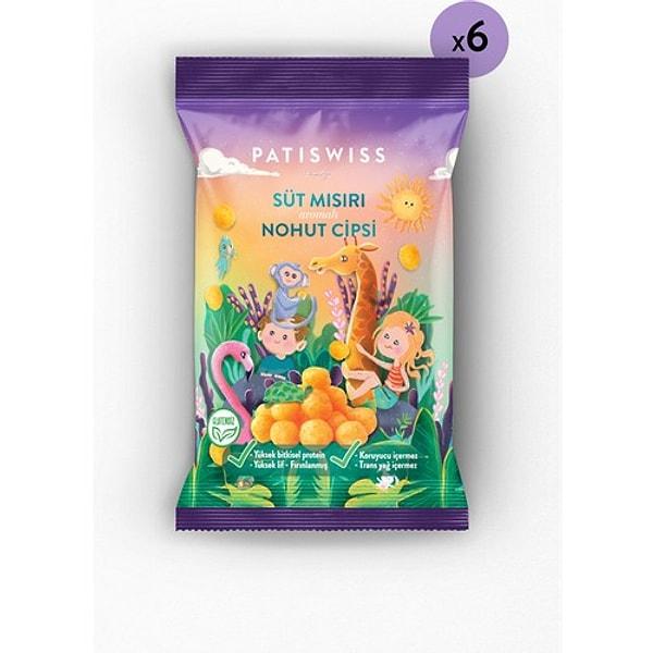 3. Çocuklar için sağlıklı bir atıştırmalık: Patiswiss süt mısır aromalı nohut cipsi!