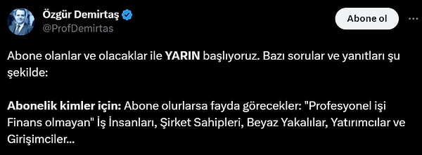 Prof. Dr. Özgür Demirtaş, Türkiye'nin en çok takipçili ekonomisti unvanını gerek bilgi birikimi gerek de etkileşimleriyle uzmanlığı gereği paraya döndürmeye karar verdi.