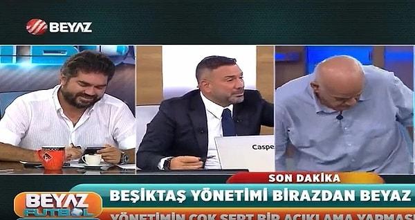Beyaz TV'deki spor programı "Beyaz Futbol" yorumcularından Ahmet Çakar ve Rasim Ozan Kütahyalı, canlı yayında birbirine girdi.