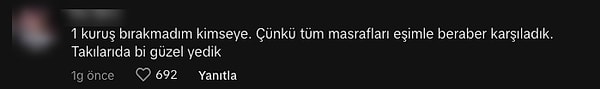 "1 kuruş bırakmadım kimseye. Çünkü tüm masrafları eşimle beraber karşıladık. Takılarıda bi güzel yedik."