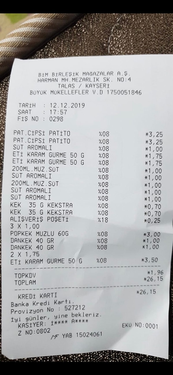 2019 yılında abur cubur alışverişini görünce merak ettik şimdi alsak ne kadar tutar diye. 20 kalem atıştırmalık 26 lira 15 kuruş tutmuş.