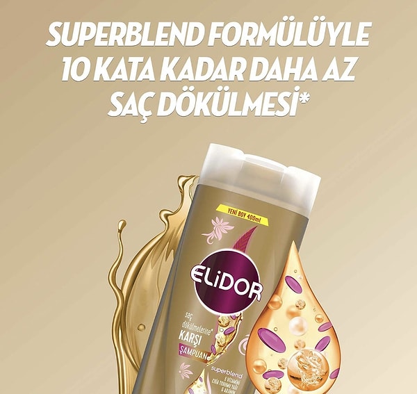 Saç dökülmesi problemi yaşayanlara: Elidor Superblend Saç Bakım Şampuanı Saç Dökülmelerine Karşı E Vitamini Chia Tohumu Yağı Arjinin