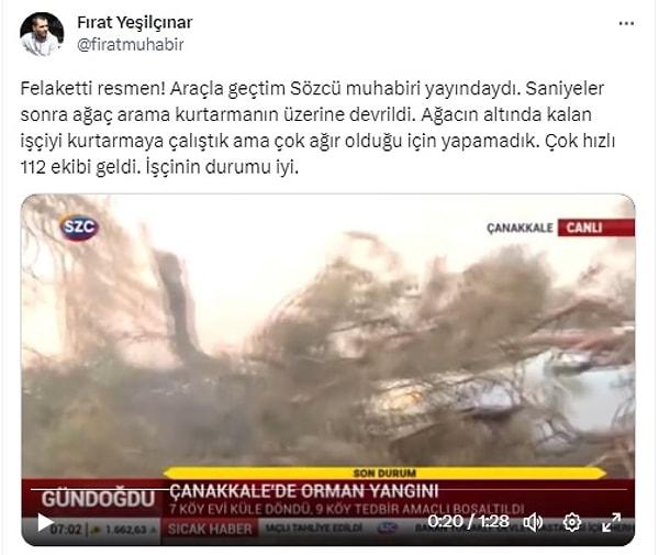 Tele1.com.tr Haber Müdürü Fırat Yeşilçınar o anları 'Felaketti resmen' diyerek paylaştı.