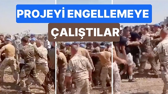 KKTC’de Pile-Yiğitler Yolu Projesi'ni Engellemeye Çalışan İngiliz Askerleri ile Türk İşçiler Arasında Arbede