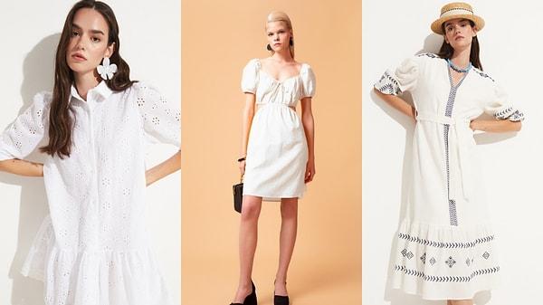 Bronz teninizi ortaya çıkarmak için beyaz elbiseleri tercih edebilirsiniz.